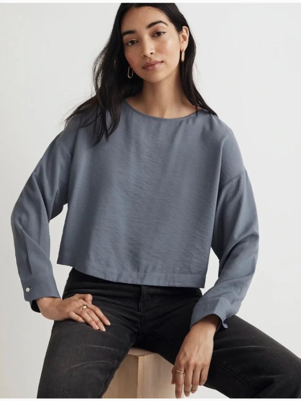 Madewell Women's XXS Relaxed Tulip Back Top in Sunfaded Indigo